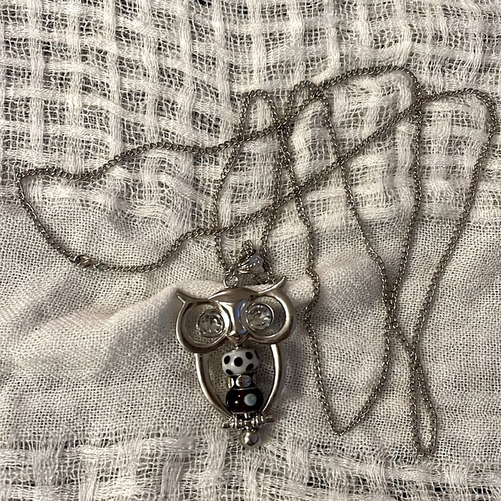 Murano-Style Owl Charm and Chain